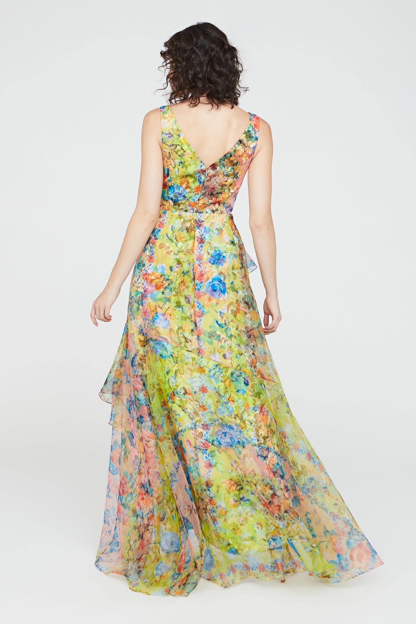 Mindy Organza V Neck Gown