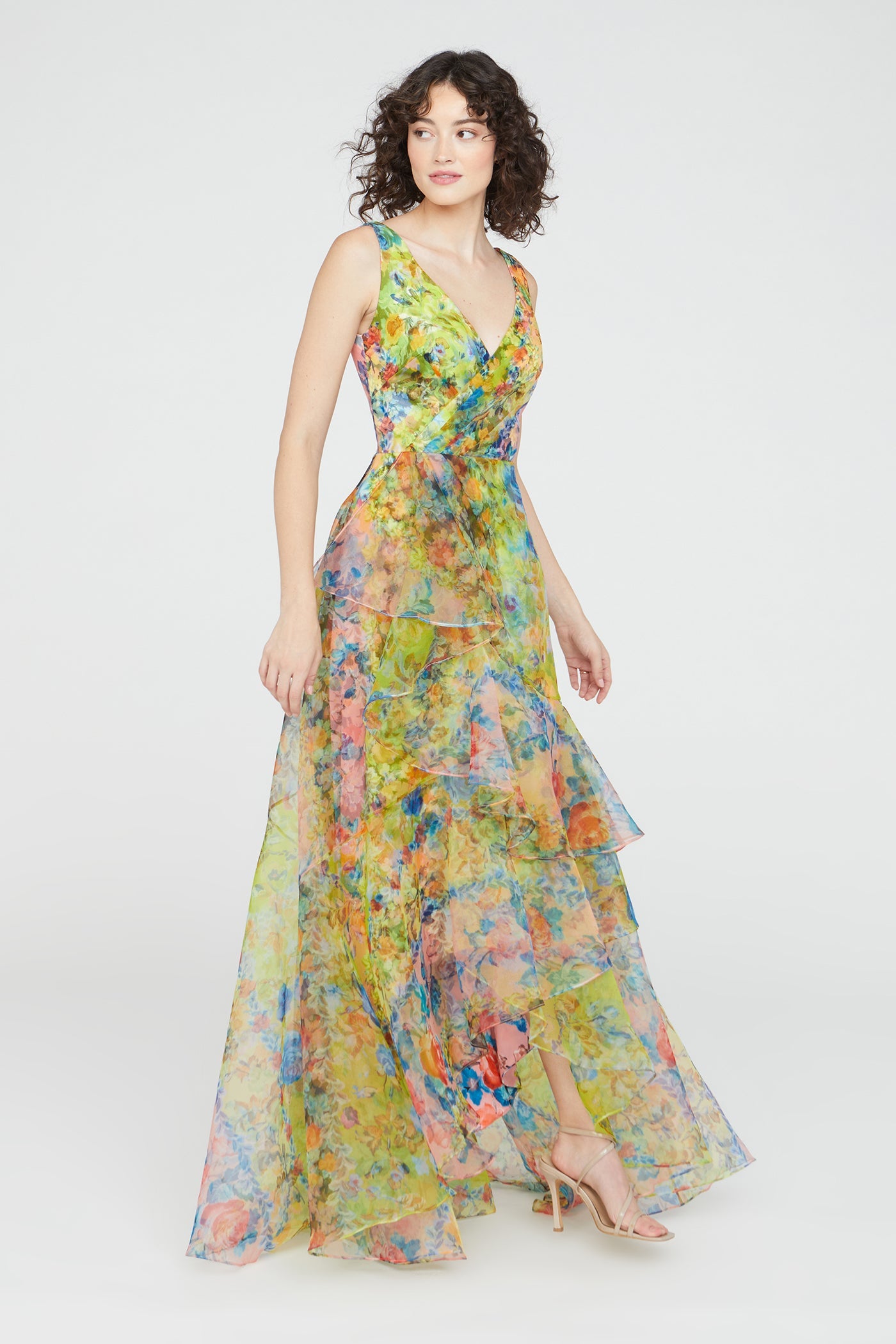 Mindy Organza V Neck Gown