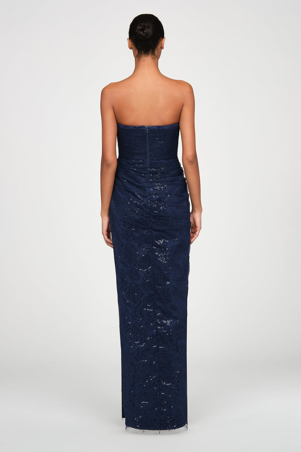 Mal Beaded Lace Strapless Gown