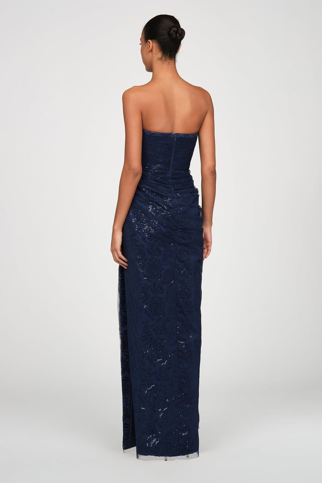 Mal Beaded Lace Strapless Gown