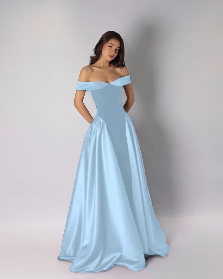 Charming Classic A-Line Off-The-Shoulder Dark Purple Pleated Prom Dress with Sleeveless