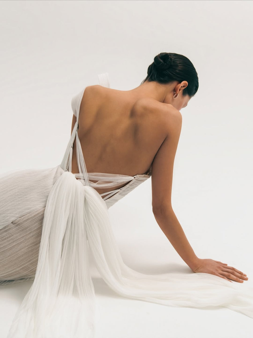 Elegant One Shoulder Sleeveless Pleated Prom Dress with Train