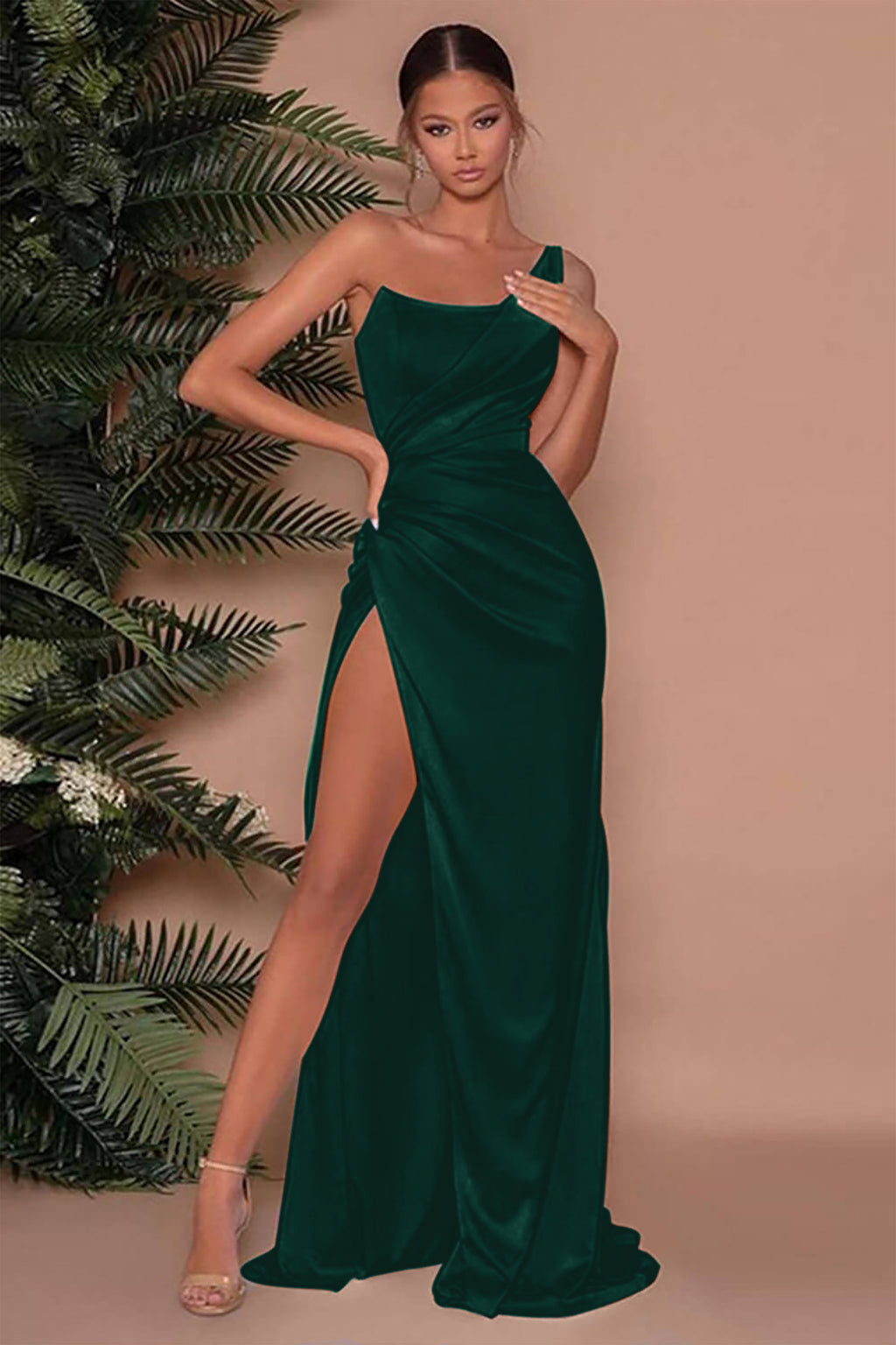 Unique Baby Blue Long Slit Mermaid Evening Dress With Sleeveless One-Shoulder