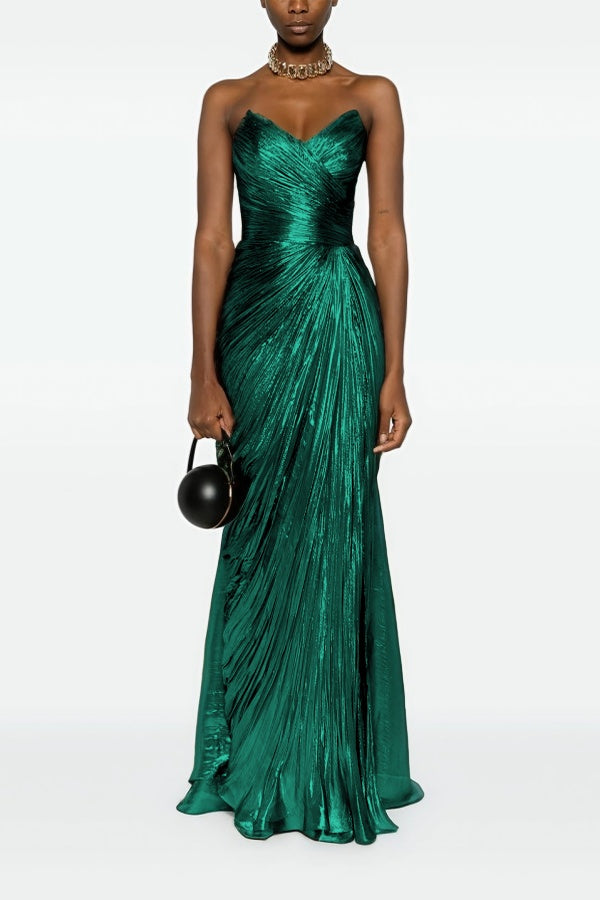 Gorgeous Sweetheart Sleeveless Long Prom Dress with Pleated