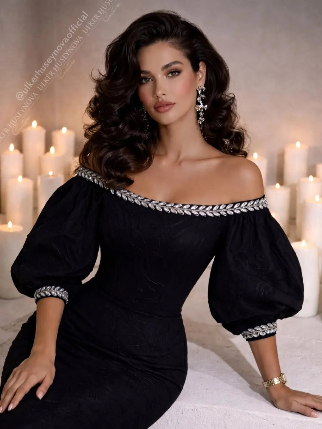 Stunning Black Strapless Off the Shoulder Bubble Sleeves Sweep Prom Dress