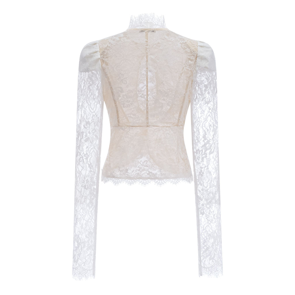 Adèle White Puff Floral Blouse & Mermaid Skirt Set