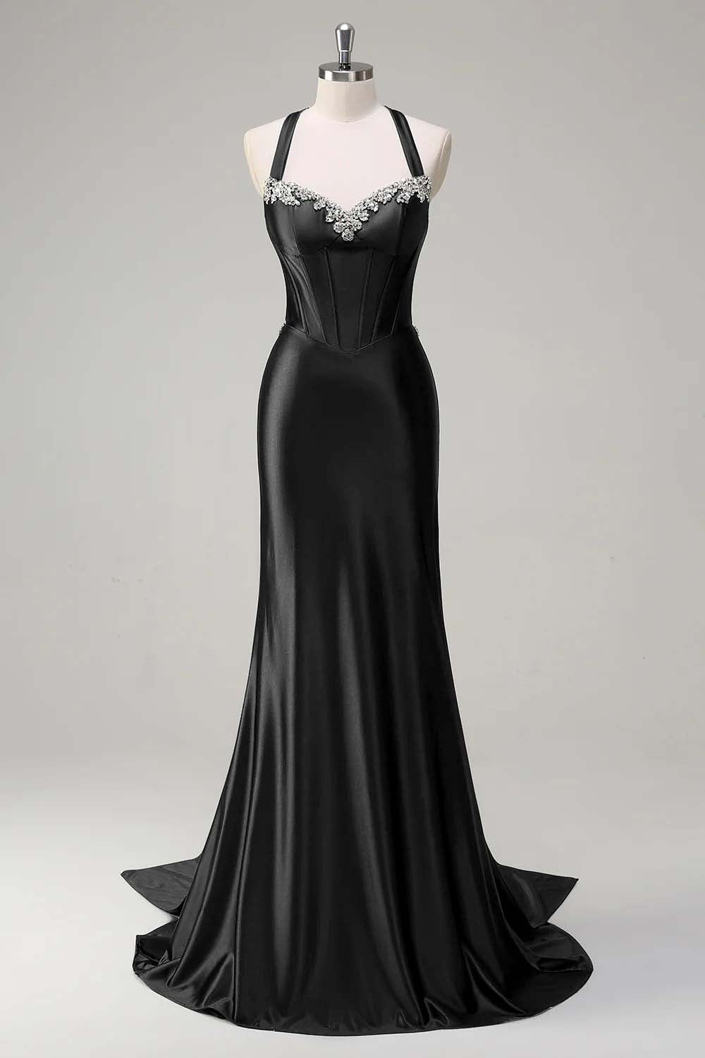 Dark Green Floral Mermaid Corset Satin Long Prom Dress
