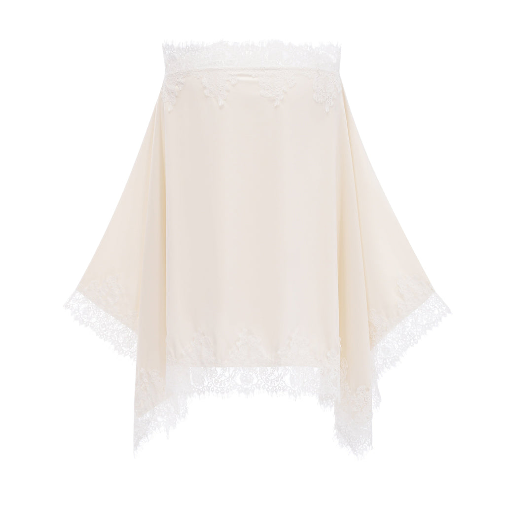 Carlota Cream Cape & Skirt Set with Lace Trim