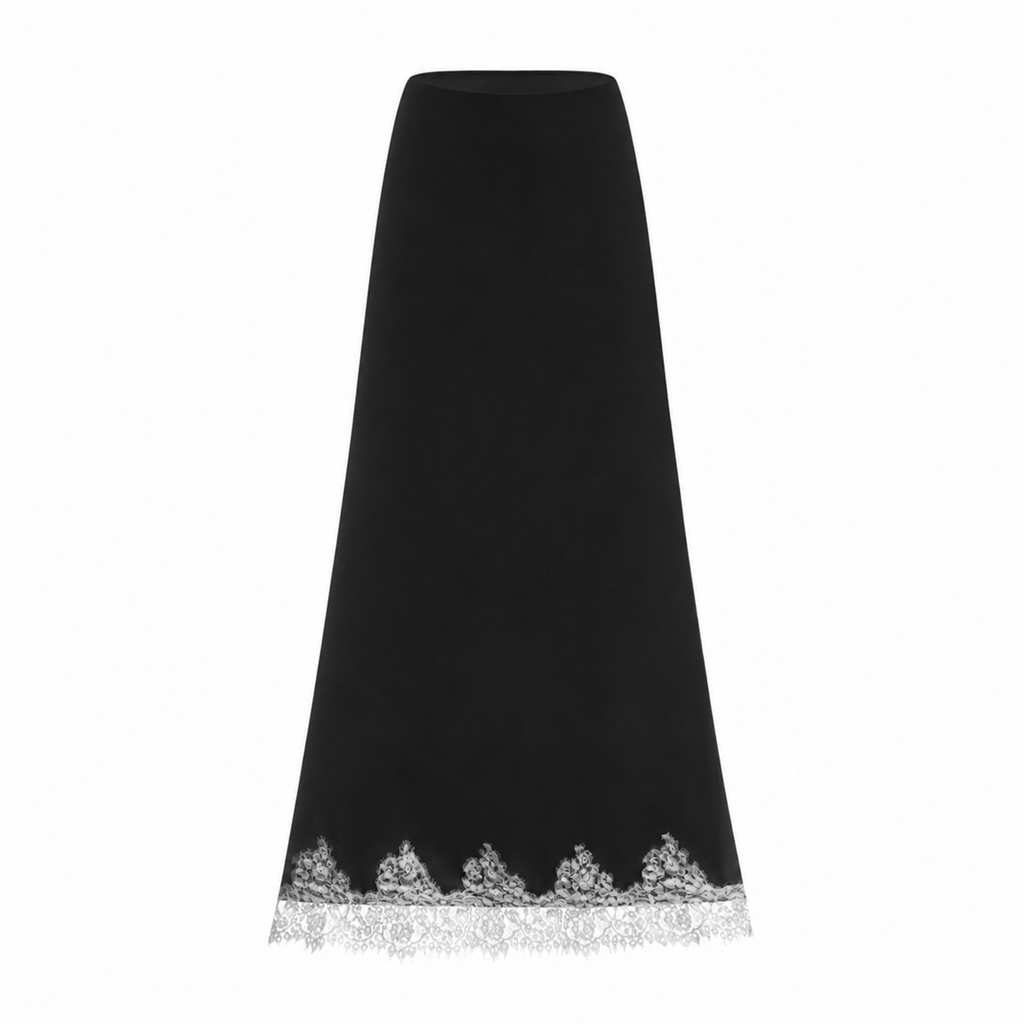 Carlota Black Cape & Skirt Set with Lace Trim
