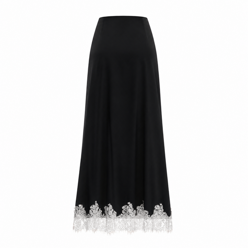 Carlota Black Cape & Skirt Set with Lace Trim