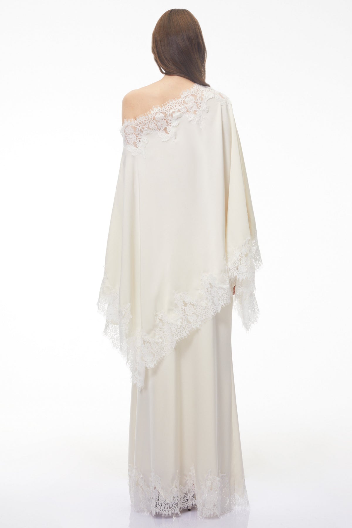 Carlota Cream Cape & Skirt Set with Lace Trim