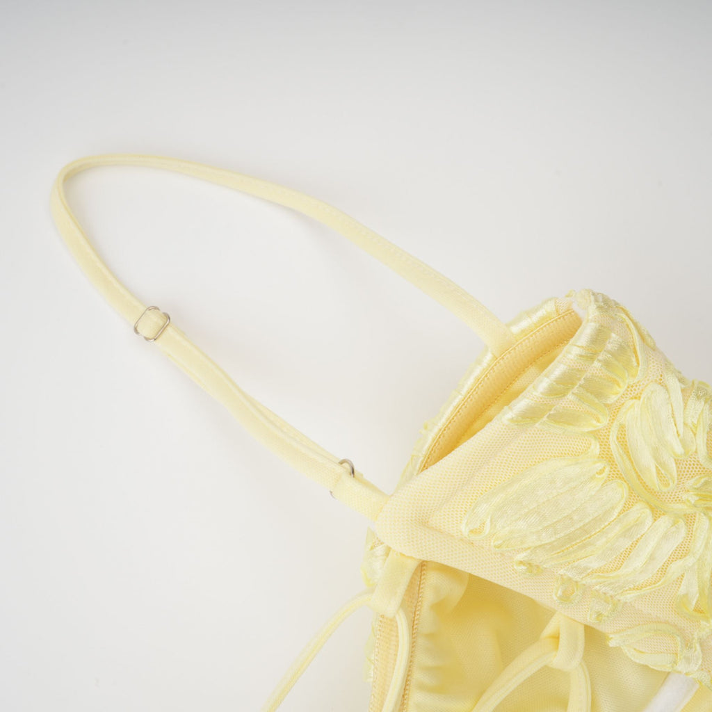 Théoline Yellow Floral Appliqué Corset Maxi Dress