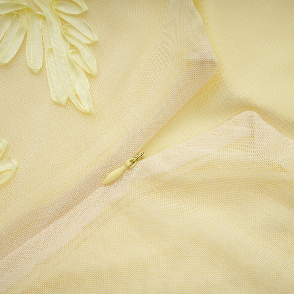 Théoline Yellow Floral Appliqué Corset Maxi Dress