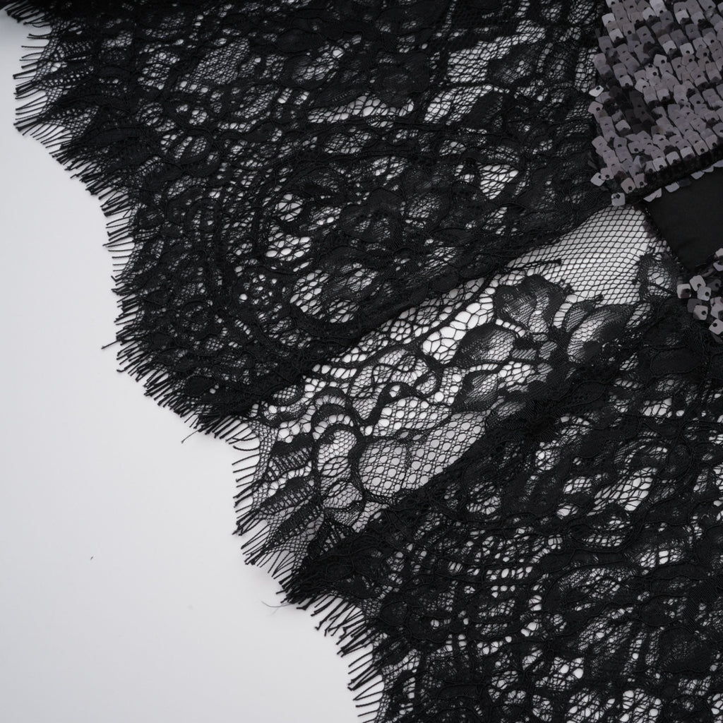 Ava Black Lace Panel Sequined Maxi Dress