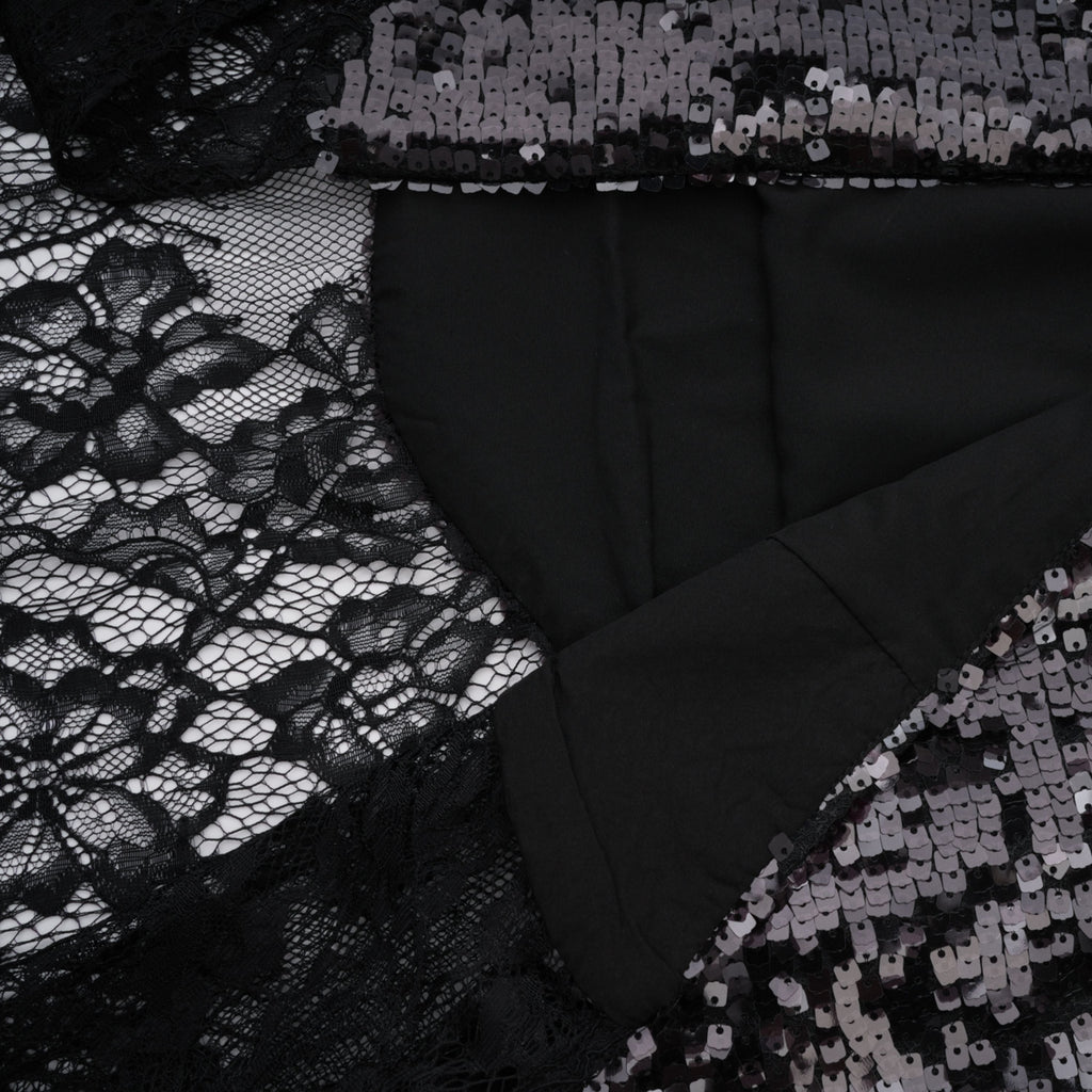 Ava Black Lace Panel Sequined Maxi Dress