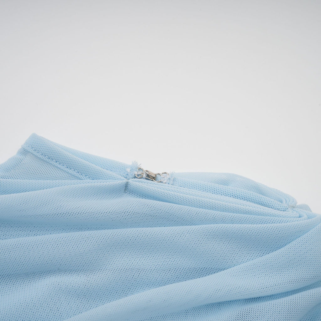 Catherine Asymmetrical Pleated Maxi Dress in Baby-blue