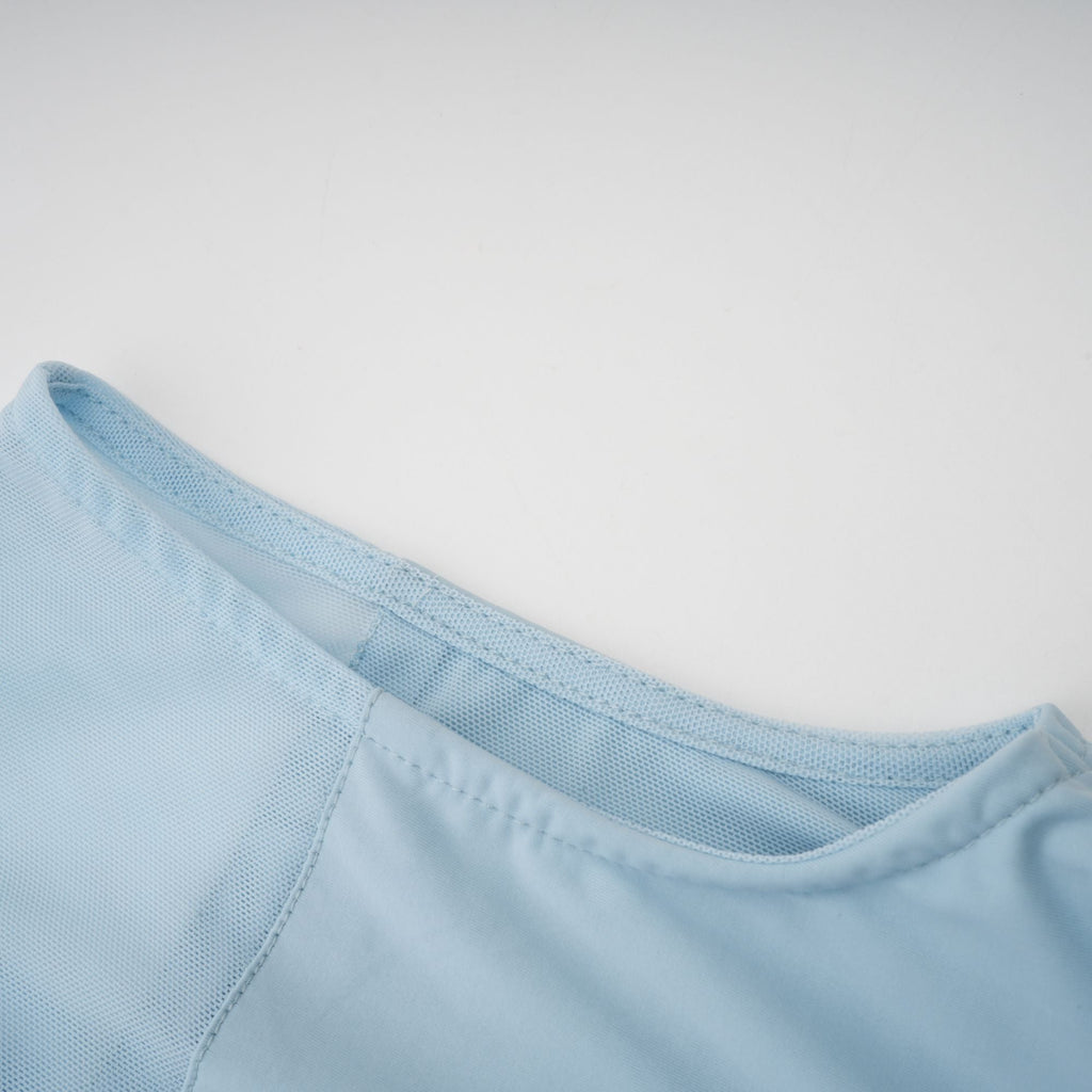Catherine Asymmetrical Pleated Maxi Dress in Baby-blue