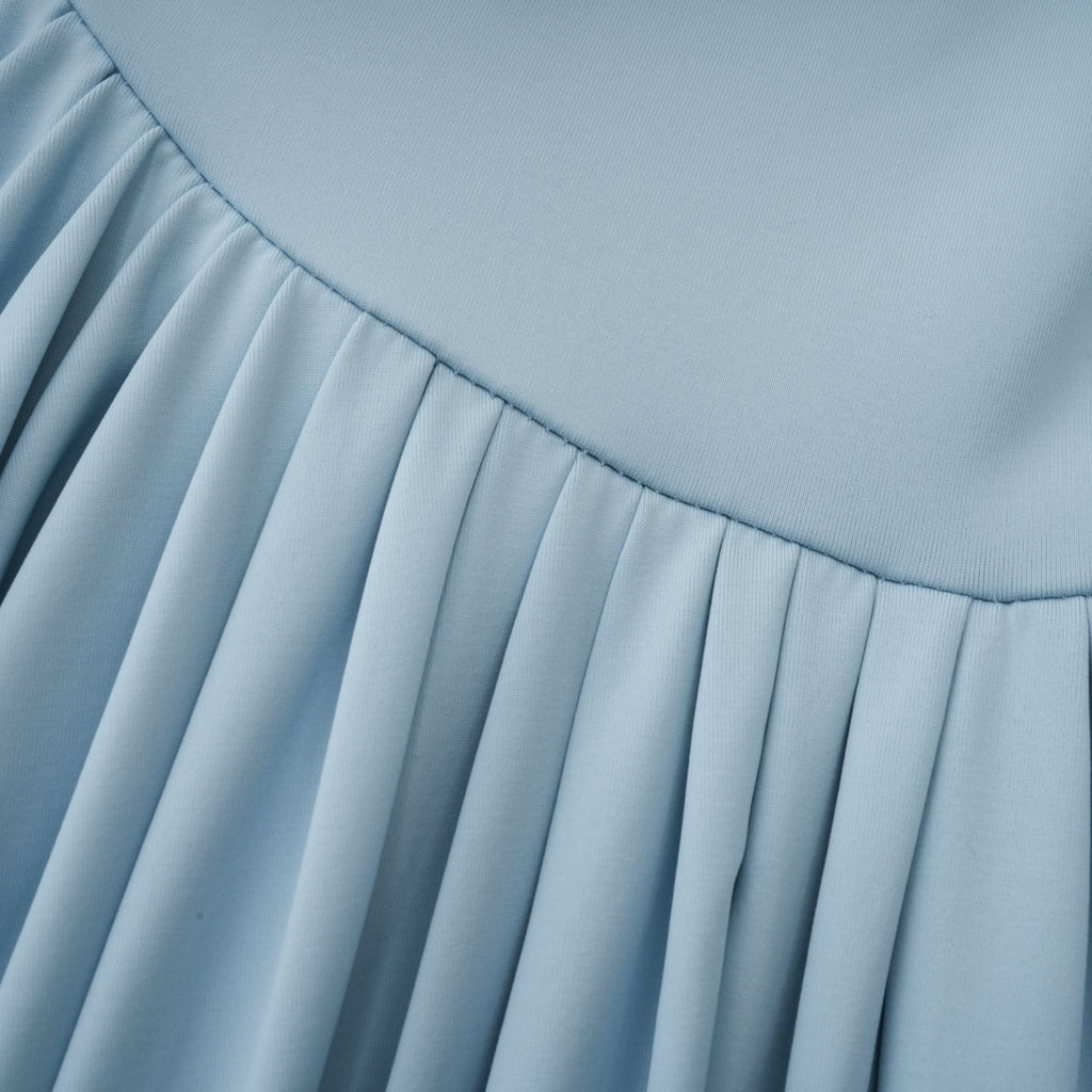 Catherine Asymmetrical Pleated Maxi Dress in Baby-blue