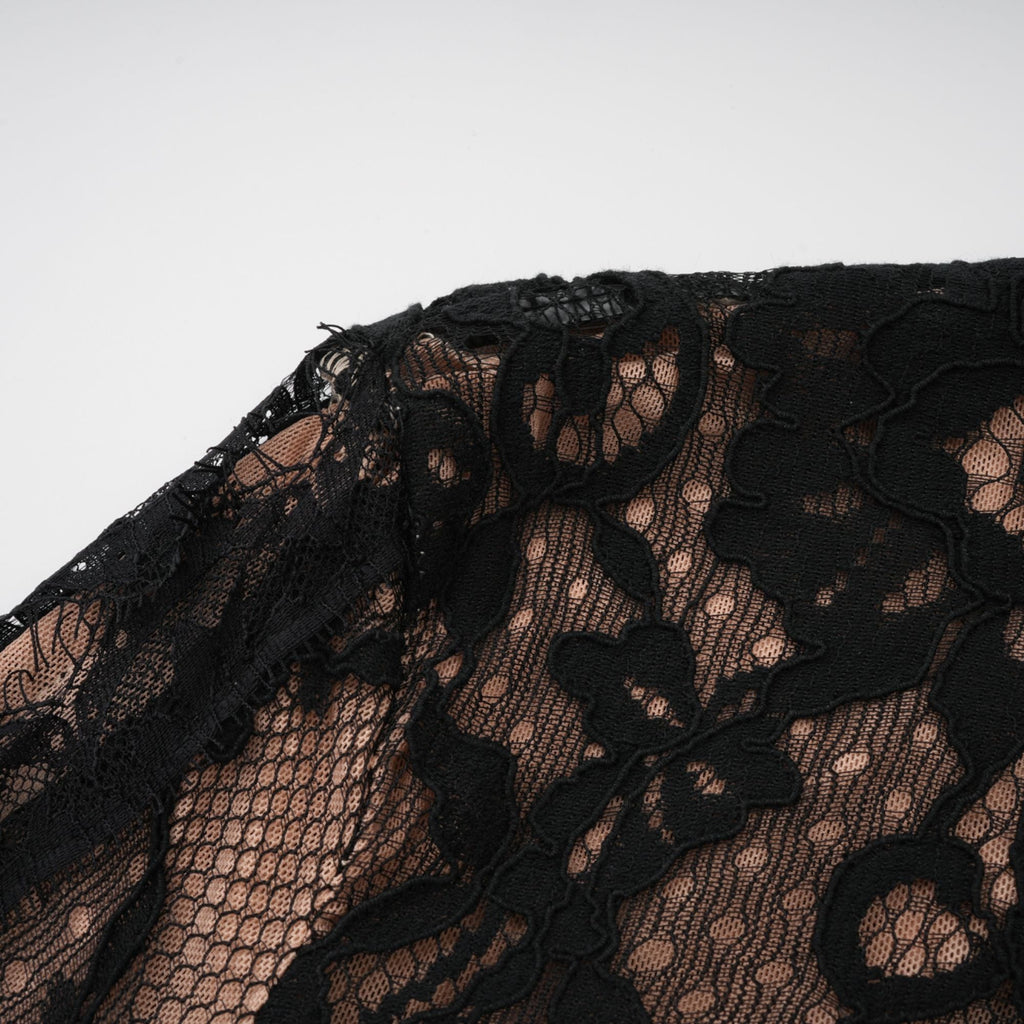 Kenza Black Cut Out Floral Lace Maxi Dress