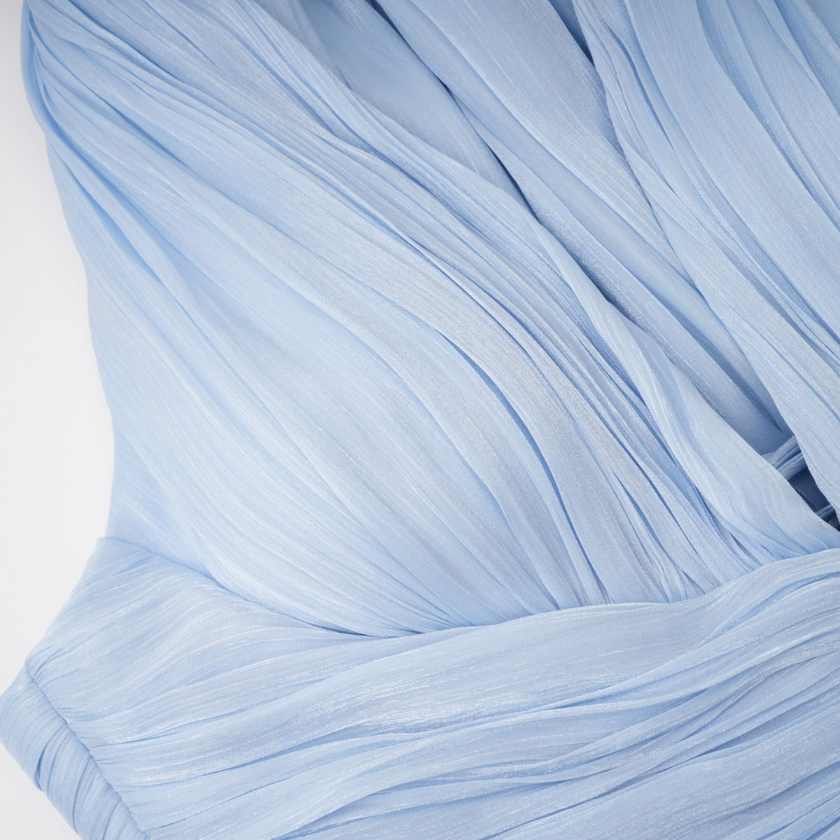Térébenthine Blue Glossy Gathered Maxi Dress