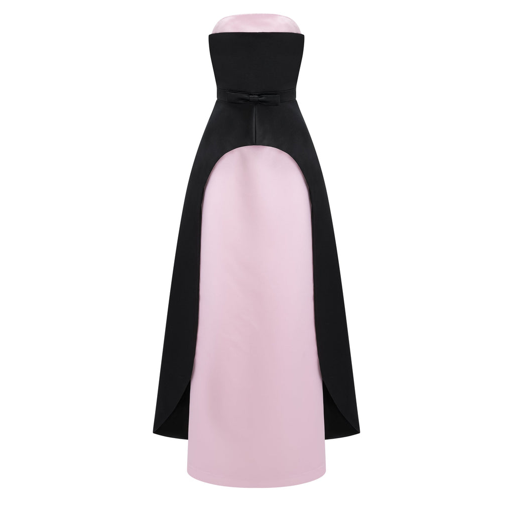 Felismina Pink Color Block Satin Maxi Dress Set