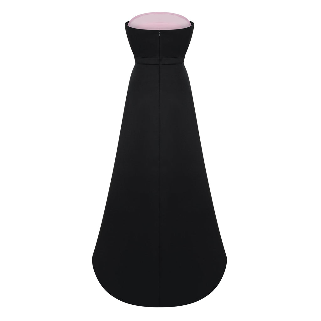 Felismina Pink Color Block Satin Maxi Dress Set