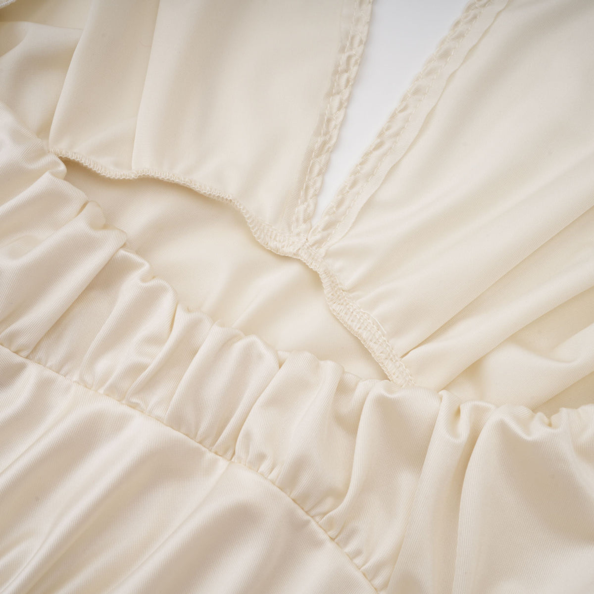 Vilhelmiina Cream White Halterneck Shirred Maxi Dress