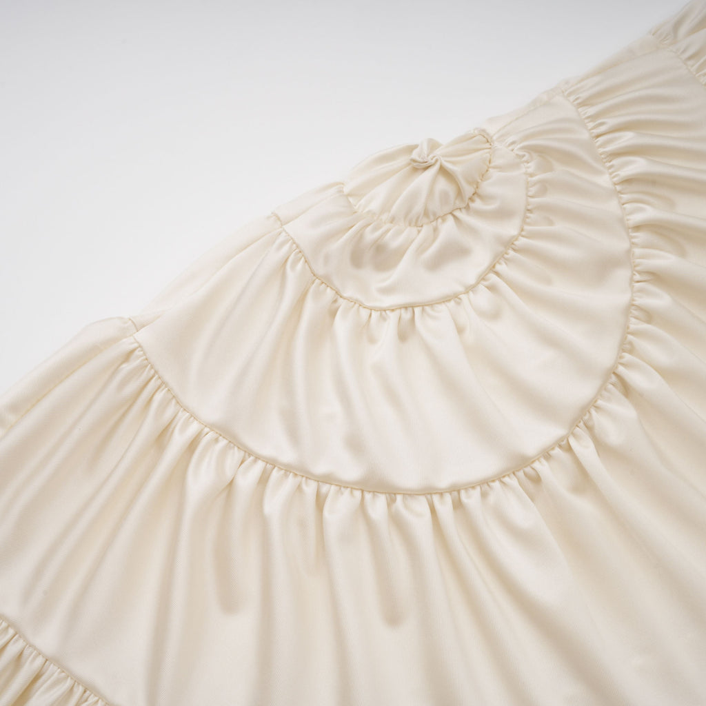 Vilhelmiina Cream White Halterneck Shirred Maxi Dress
