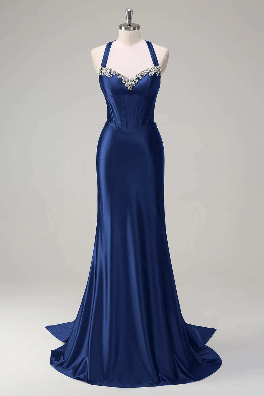 Dark Green Floral Mermaid Corset Satin Long Prom Dress