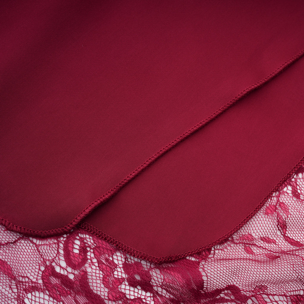 Defne Burgundy One Shoulder Ruched Lace Maxi Dress