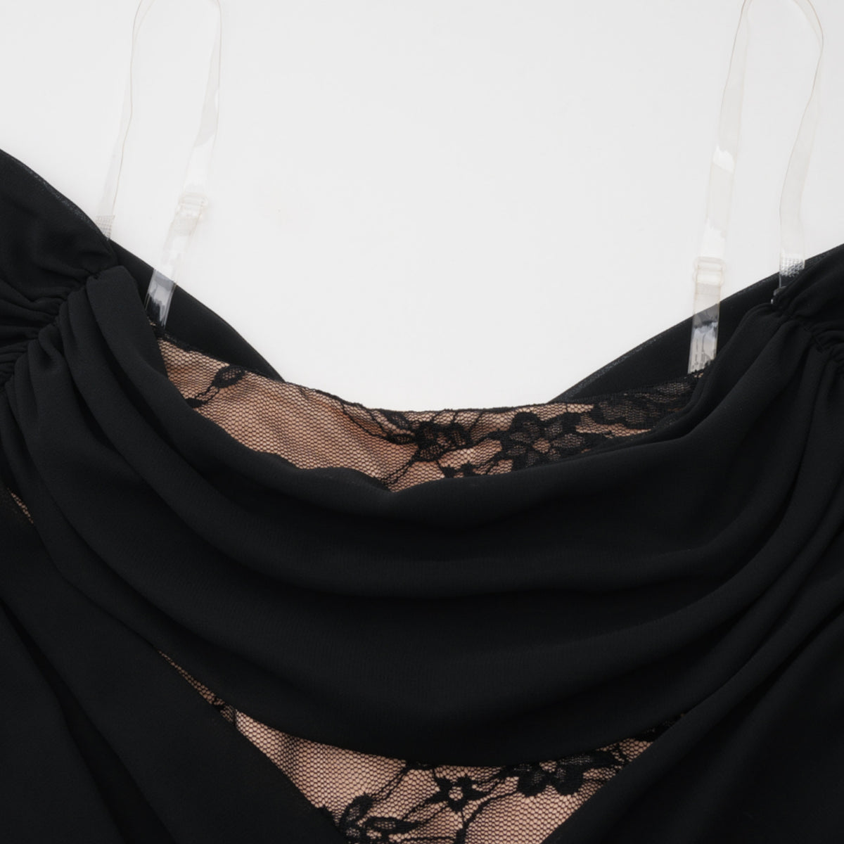 Dildar Black Cross Front Maxi Dress with Lace Panels