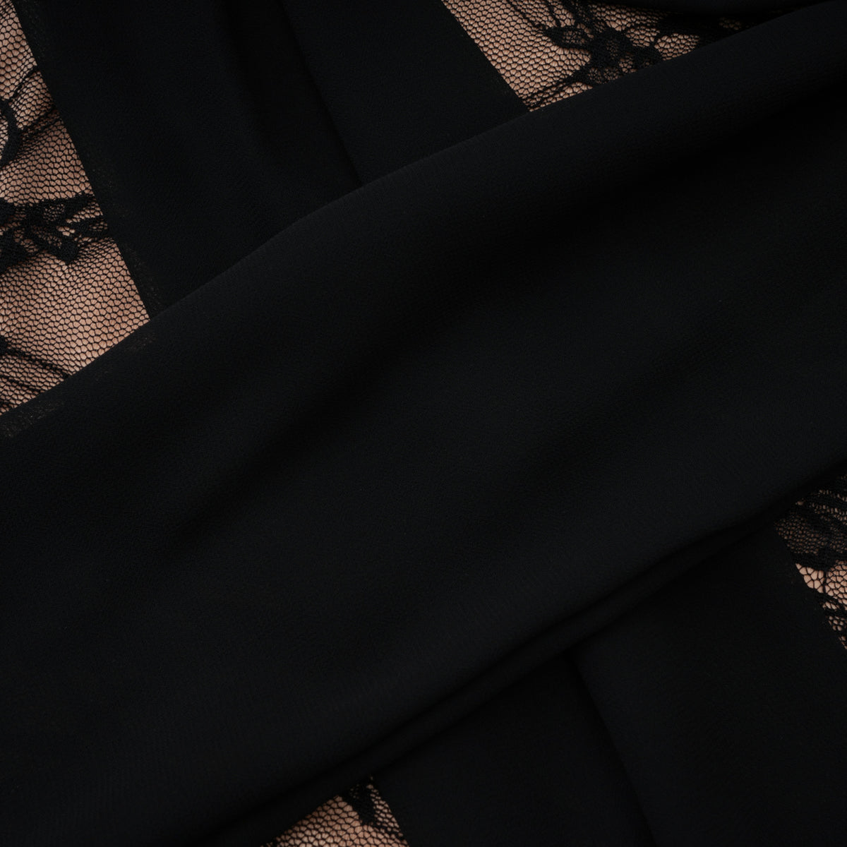 Dildar Black Cross Front Maxi Dress with Lace Panels