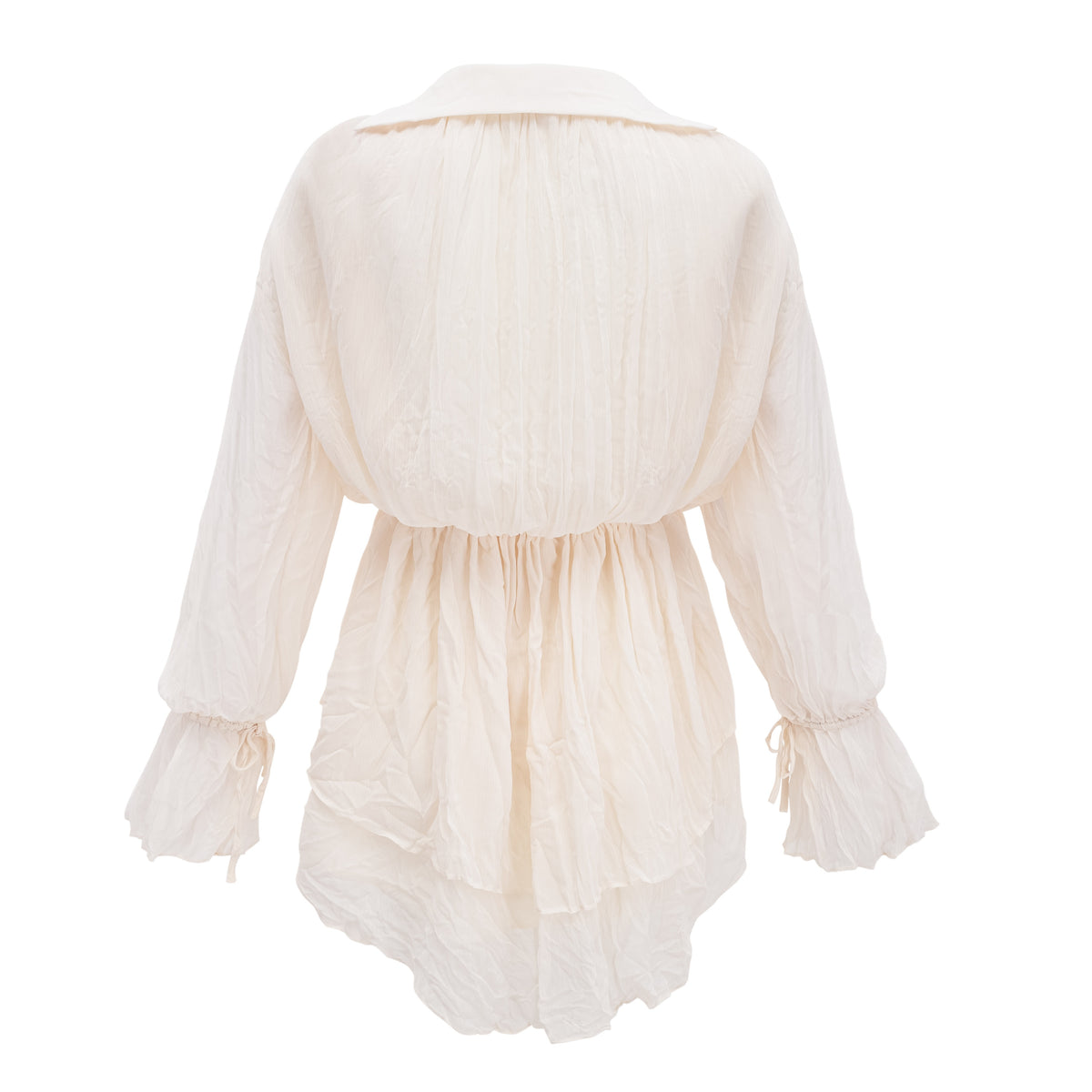 Fernanda Cream Ruched Mini Dress with Lace Trim