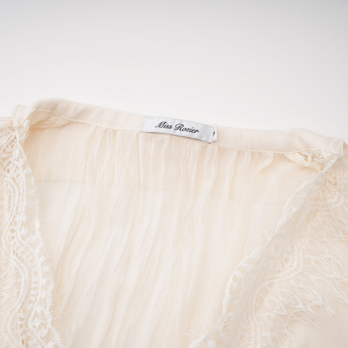 Fernanda Cream Ruched Mini Dress with Lace Trim