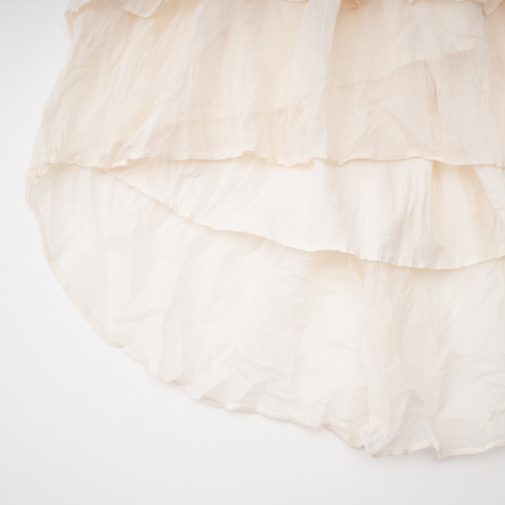 Fernanda Cream Ruched Mini Dress with Lace Trim