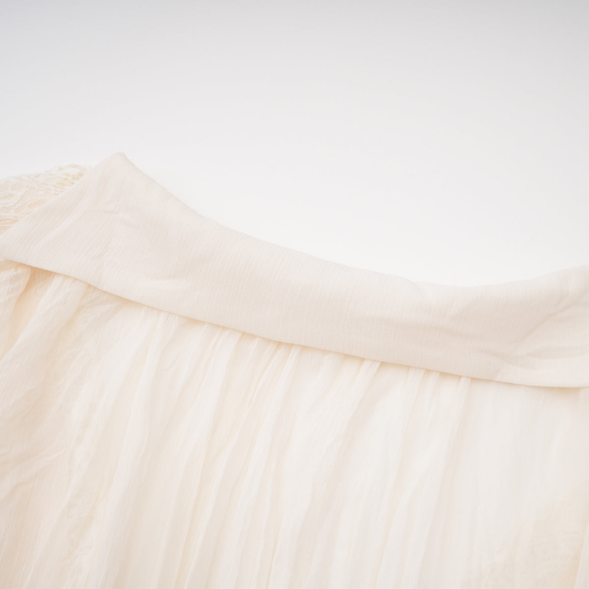 Fernanda Cream Ruched Mini Dress with Lace Trim