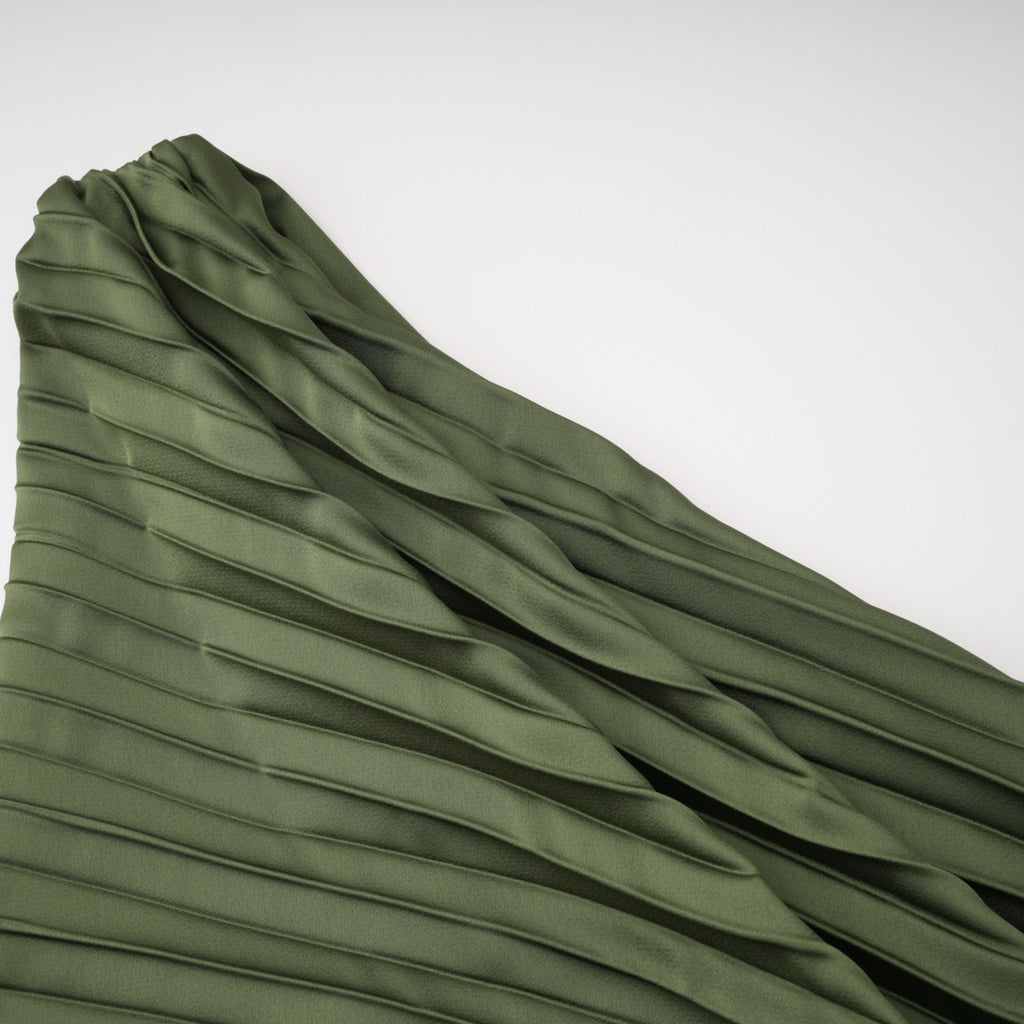 Firoozeh Emerald Green One Shoulder Pleated Maxi Dress