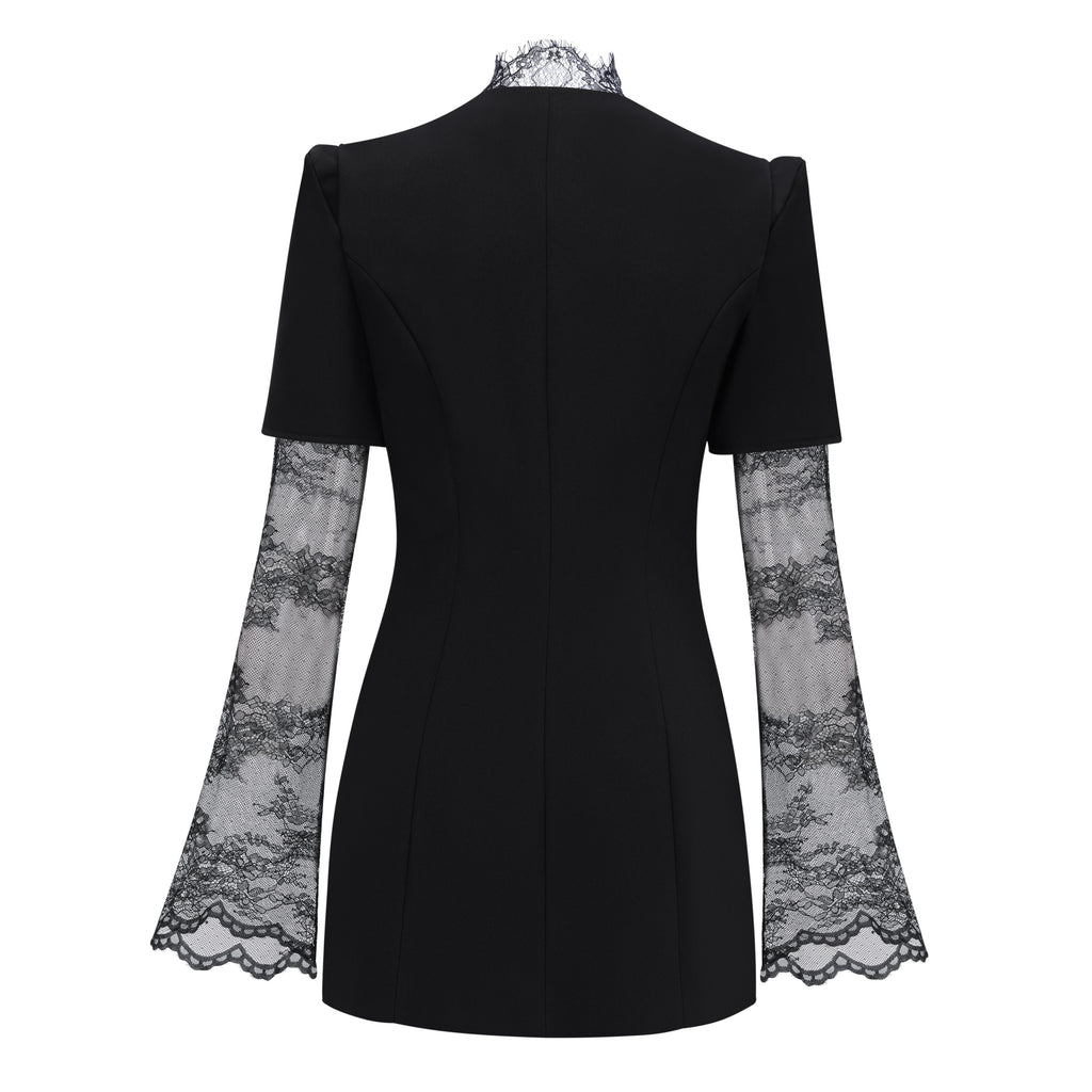 Florbela Black Lace Panel Blazer & Trouser Set