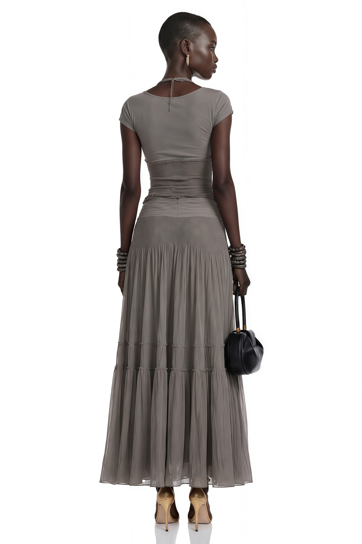 Haast Grey Knit Top & Lace Panel Skirt Set