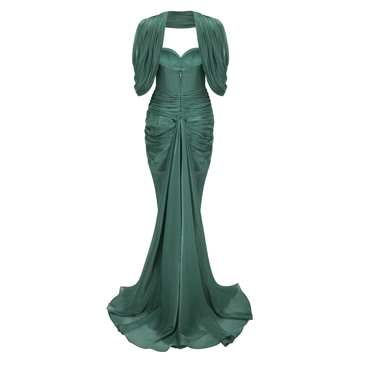 Hazel Green Asymmetrical Draped Maxi Dress
