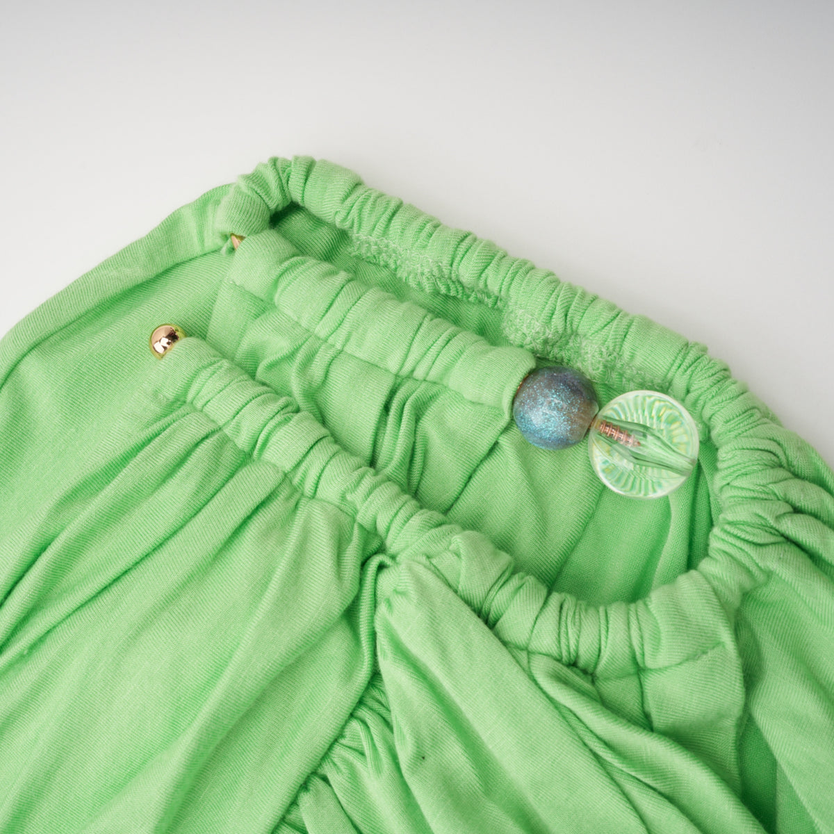 Idalina Green Cross Front Ruched Top & Skirt Set