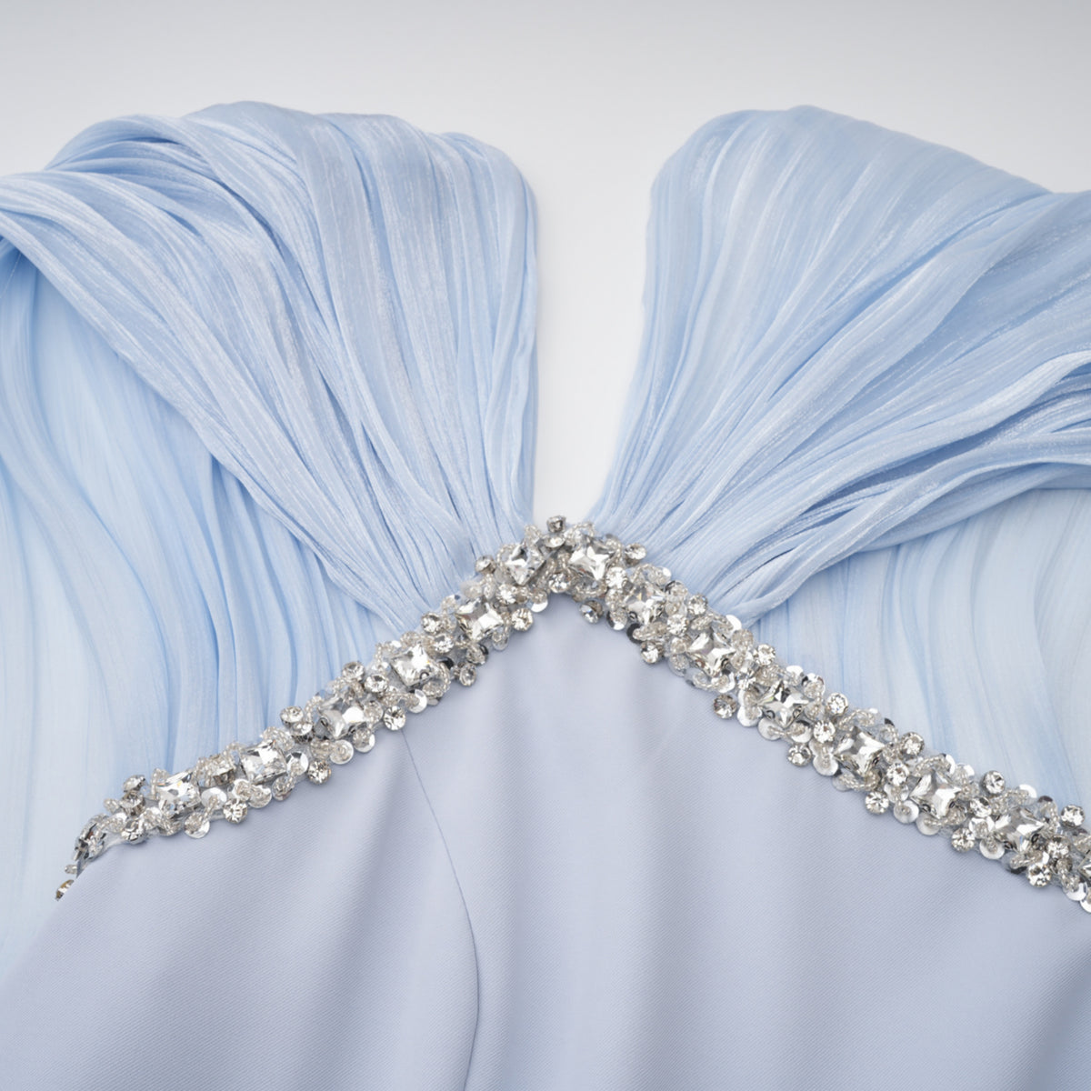 Iris Blue Embellished Asymmetrical Maxi Dress with Cape