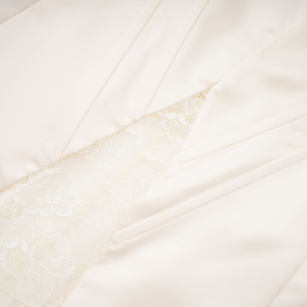 Juliette White Satin Mini Dress with Lace Panels