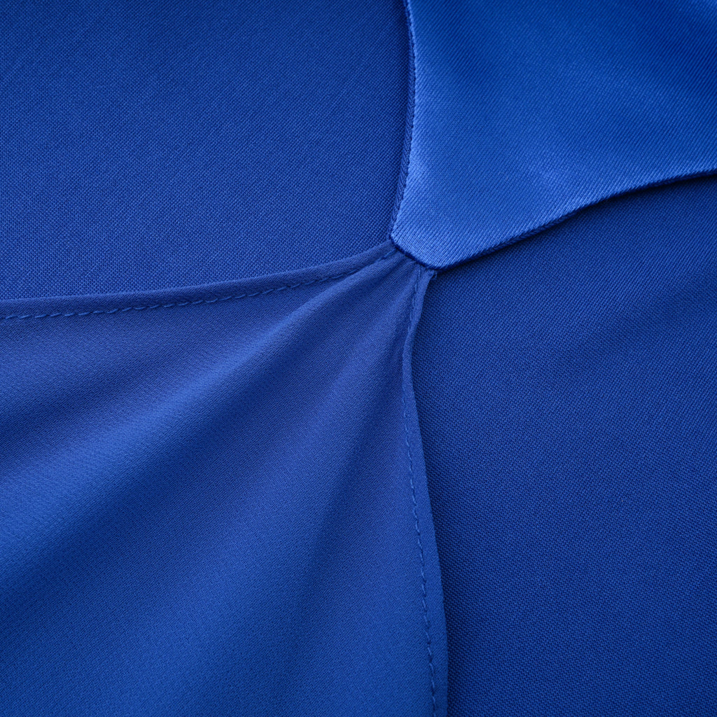 Lilou Blue Backless Satin Maxi Dress with Chiffon Drape