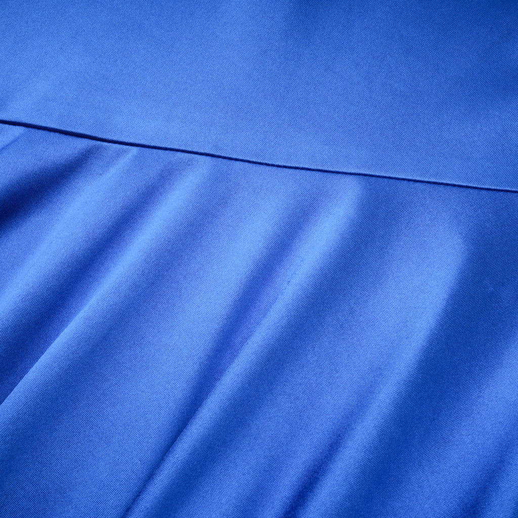 Lilou Blue Backless Satin Maxi Dress with Chiffon Drape