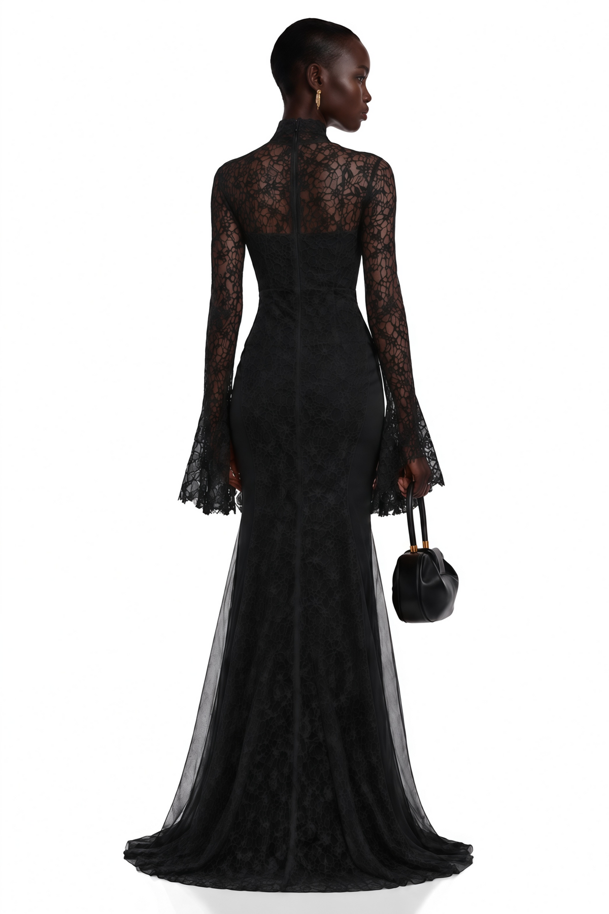Malgorzata Black Cut-Out Maxi Dress with Train