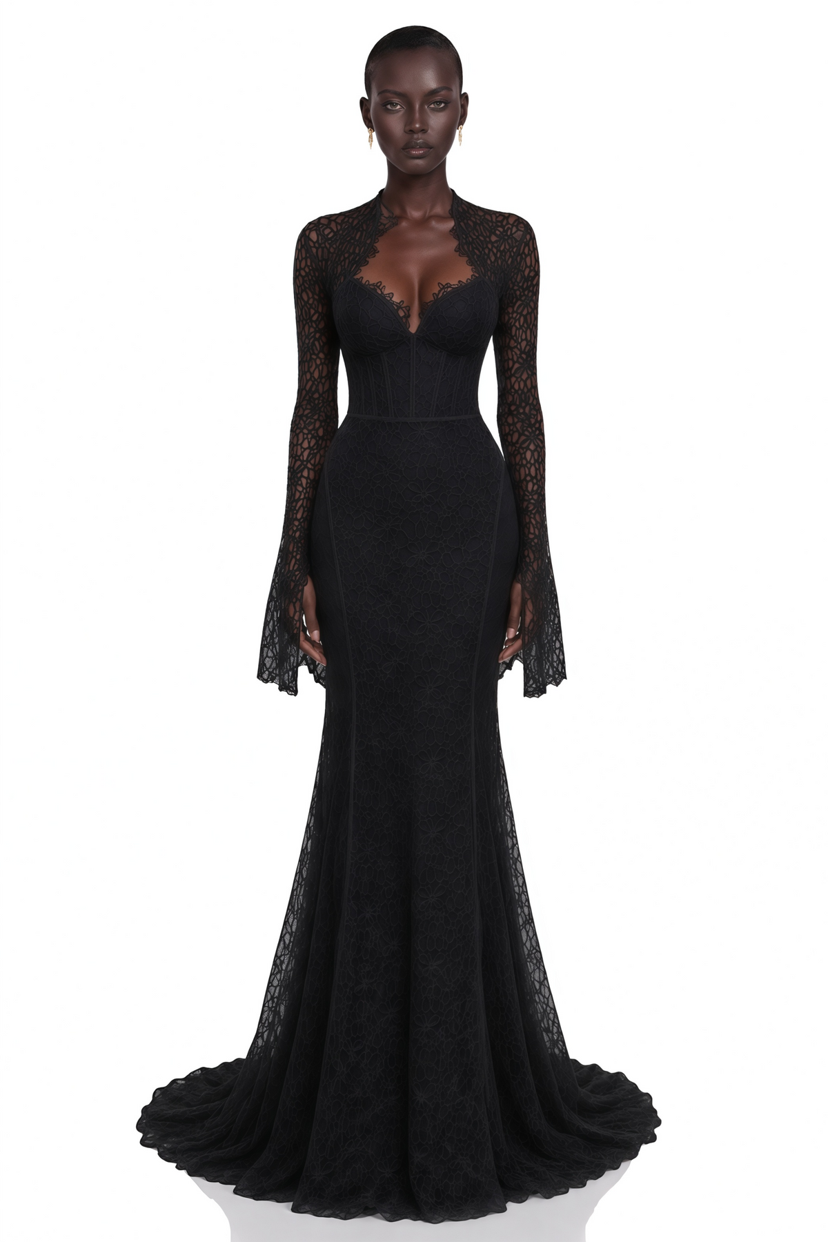 Malgorzata Black Cut-Out Maxi Dress with Train