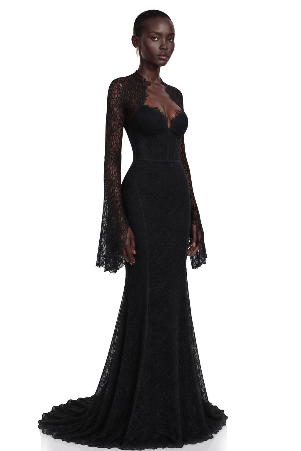 Malgorzata Black Cut-Out Maxi Dress with Train