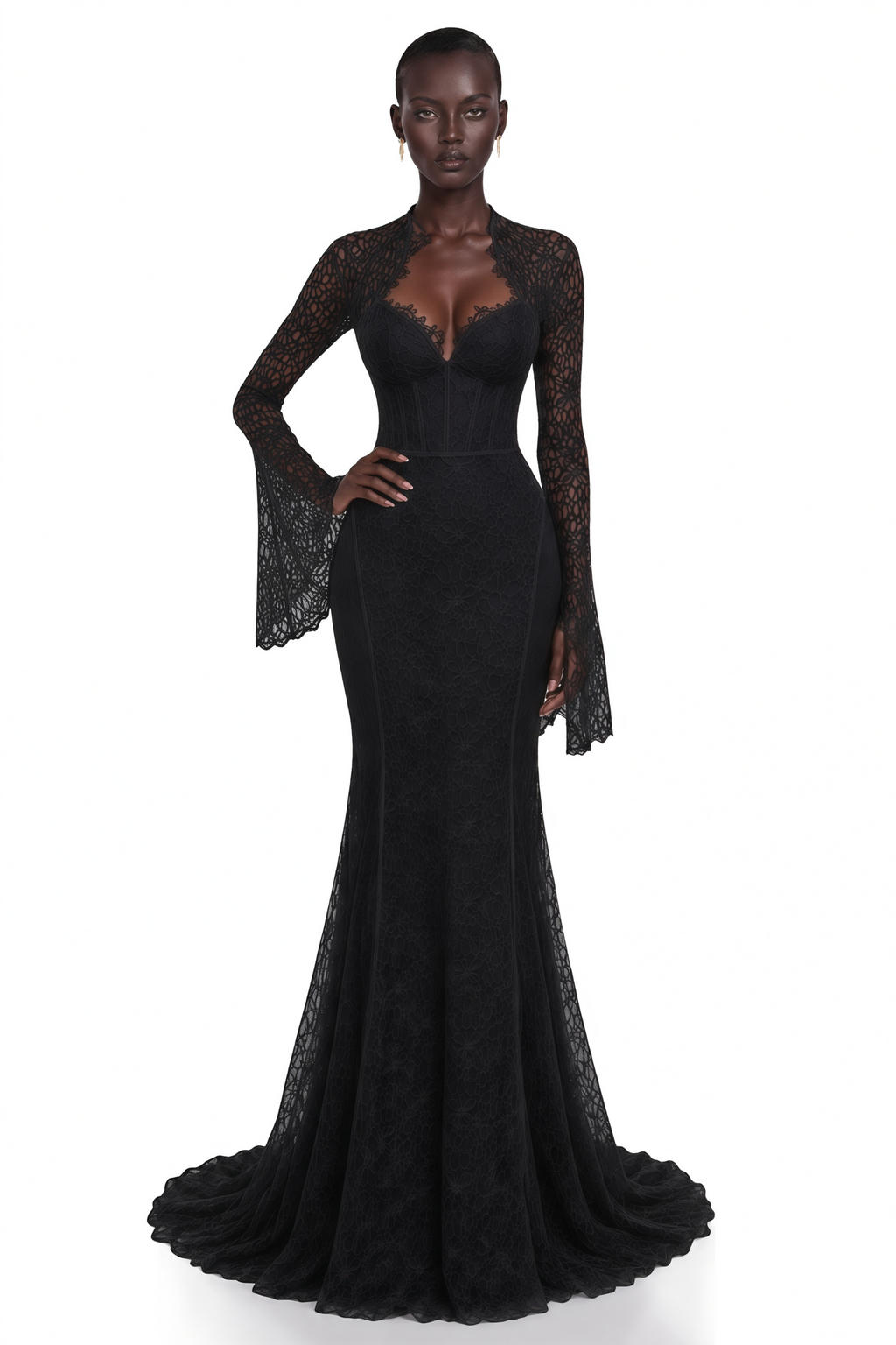 Malgorzata Black Cut-Out Maxi Dress with Train