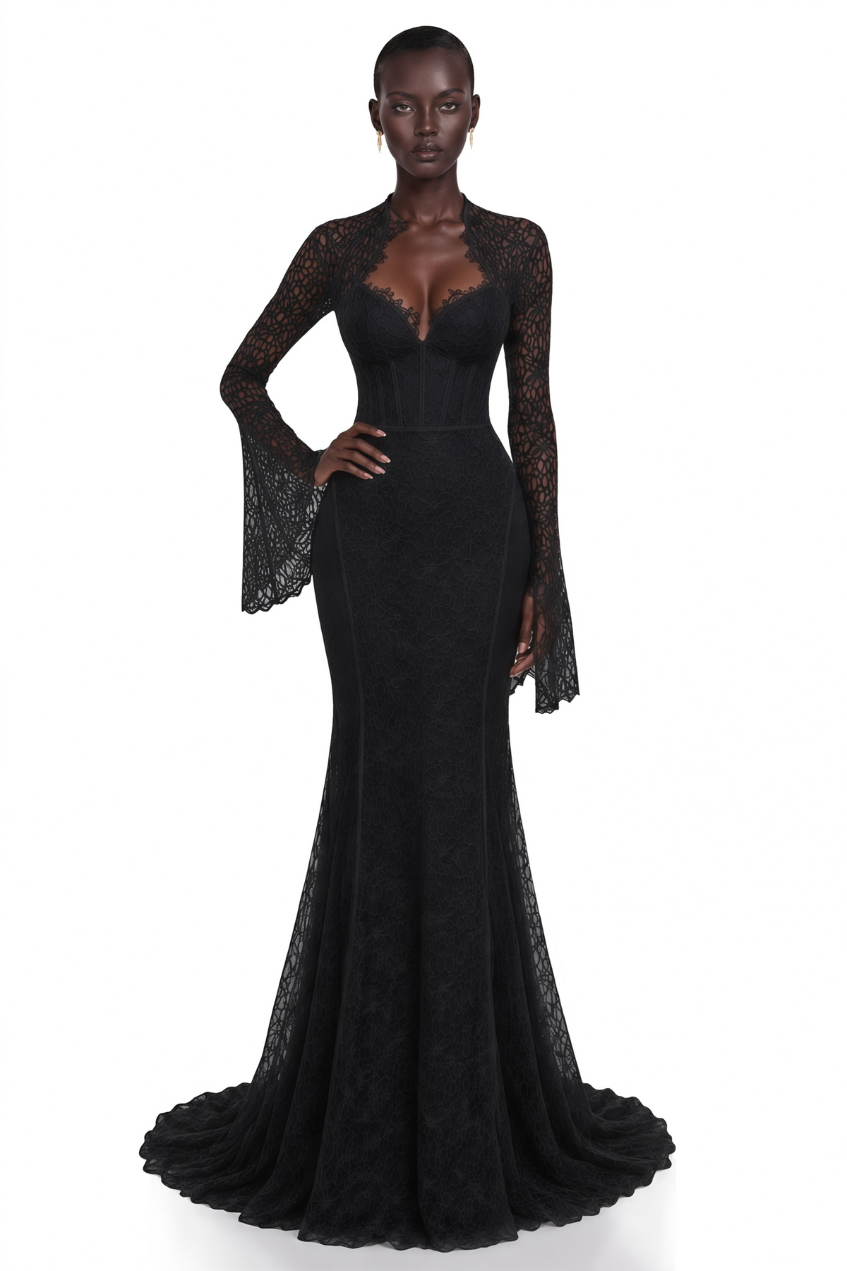 Malgorzata Black Cut-Out Maxi Dress with Train
